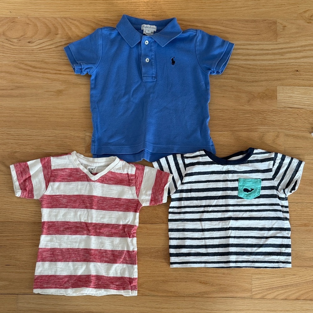 Toddler Ralph Lauren 3 pc Polo T Shirt Bundle, Size 12-18 mo